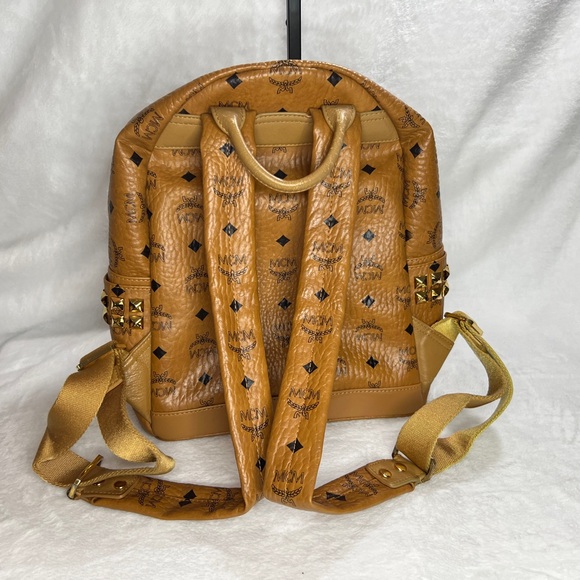 MCM Tan Backpack with Gold Accents Like New - Picture 4 of 10